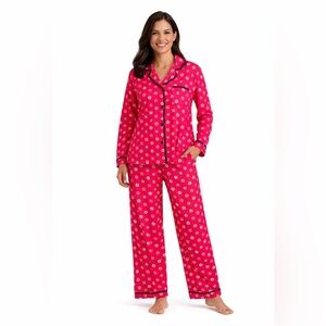 La Lingene 100% Cotton Pajama Set Pink relaxed with cute accents size medium
